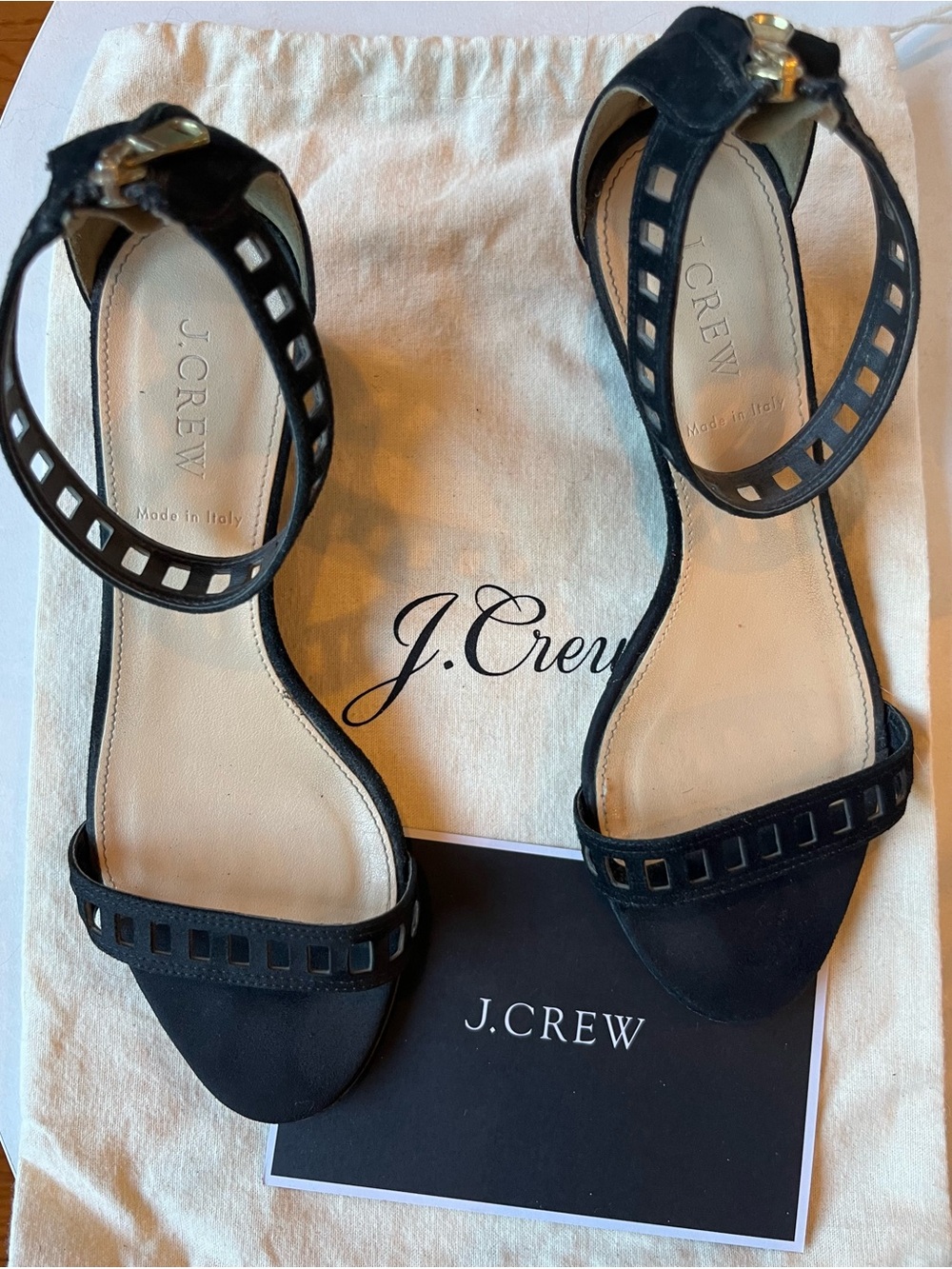 J. Crew Black Suede Ankle-Strap Sandals